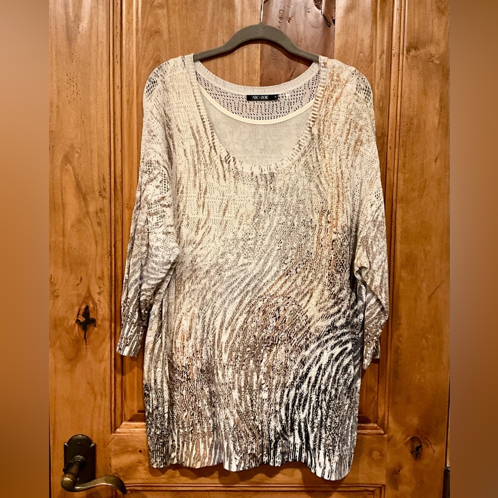 Beautiful Nic & Zoe Hand Knitted Tunic Sweater with Tank Top Liner